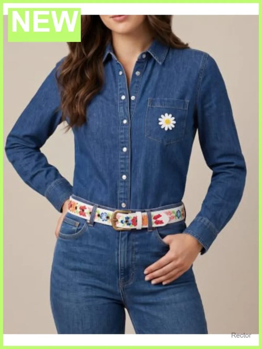 Embroidered Faux Leather Floral Belt for Women Dresses